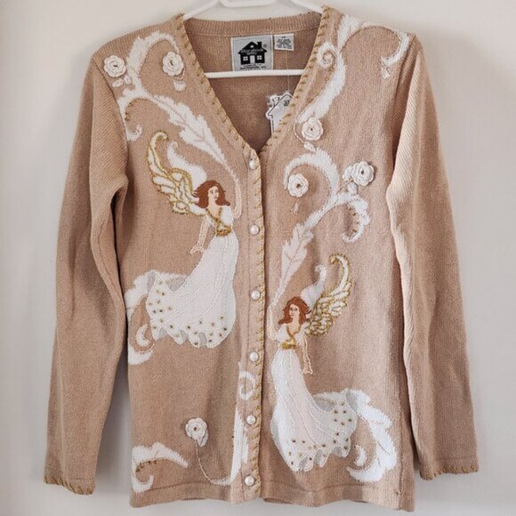 Storybook Knits Romantic Angels Cardigan Top Sweater XS b44 - Picture 2 of 6